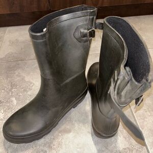 Black rain boots